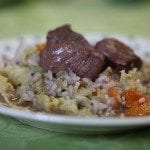 Arroz de carne com vinho tinto