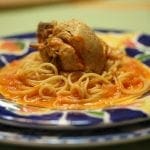 Frango do campo com esparguete 