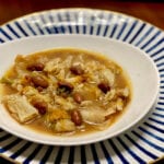 Sopa de lombardo e feijão manteiga com abóbora 